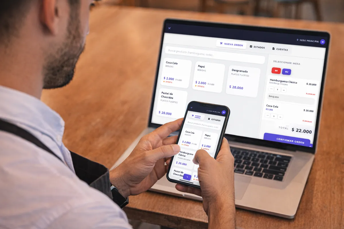 Panel de mesero en Gestro POS — pedidos digitales para restaurantes
